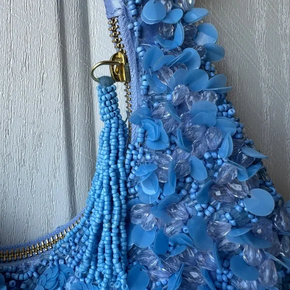 Viral Blue Beaded Purse made in India - Picture 4 of 4